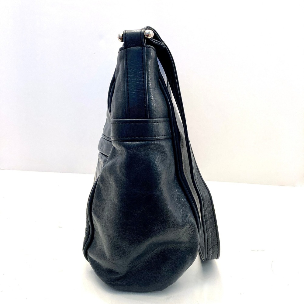 Vtg SAS Shoulder Bag Navy Blue Leather Purse Hand Sewn Made USA Pockets - Picture 9 of 13